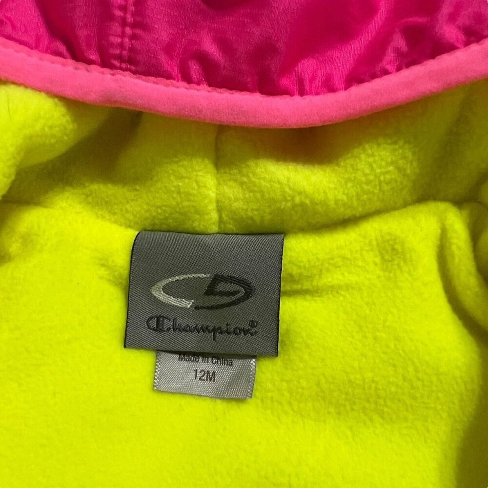 Champion 12m Pink & Neon Yellow Lightweight Fleece Lined Coat - Picture 3 of 4